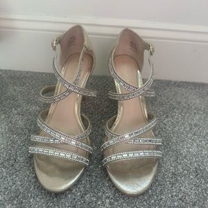 Kelly & Katie gold heels with rhinestones